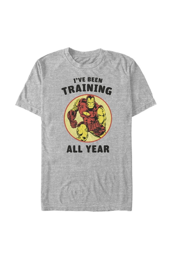 Men's Marvel Iron Man I've Been Training All Year Graphic Tee Athletic Heather Medium