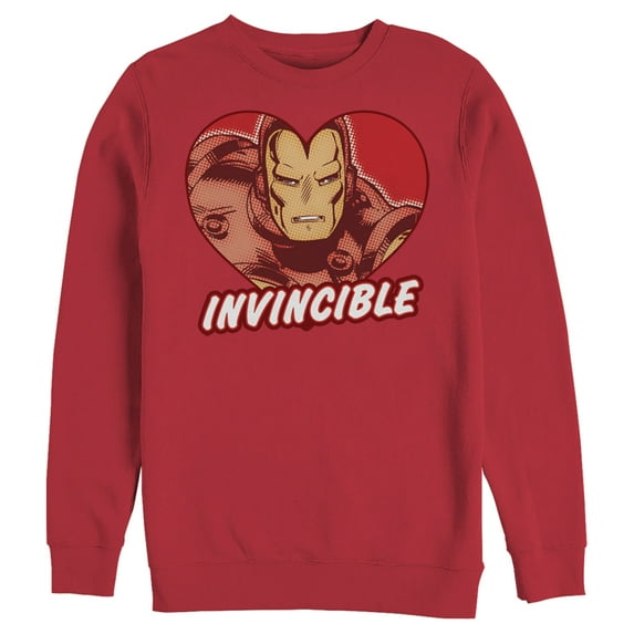 Men's Marvel Iron Man Invincible Valentine Heart Sweatshirt Red Large