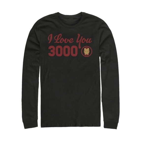 Men's Marvel Iron Man Love 3000 Forever Long Sleeve Shirt Black Medium