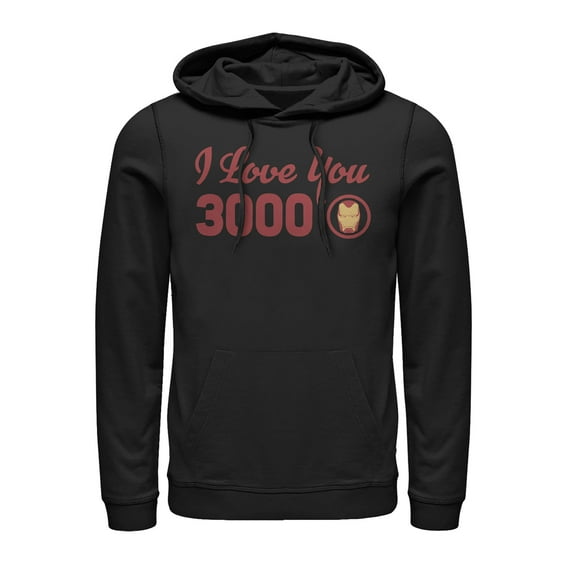 Men's Marvel Iron Man Love 3000 Forever  Pull Over Hoodie Black Medium