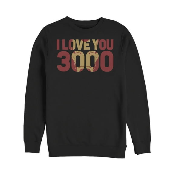Men's Marvel Iron Man Love 3000 Mask  Sweatshirt Black 3X Large