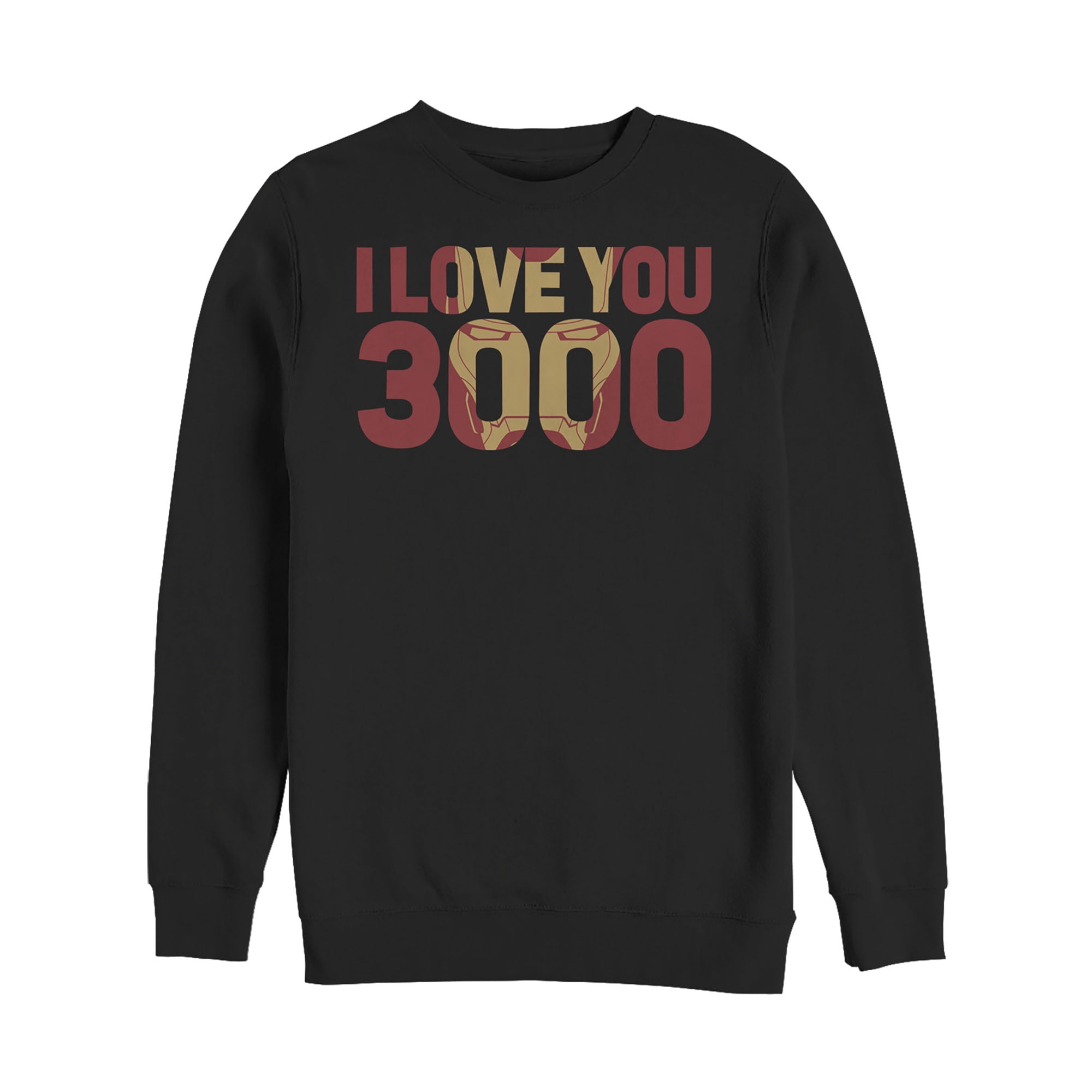 Men s Marvel Iron Man Love 3000 Mask Sweatshirt Black Small
