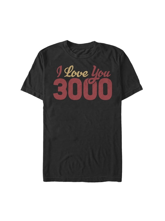 Men's Marvel Iron Man Love 3000 Script Graphic Tee Black Large
