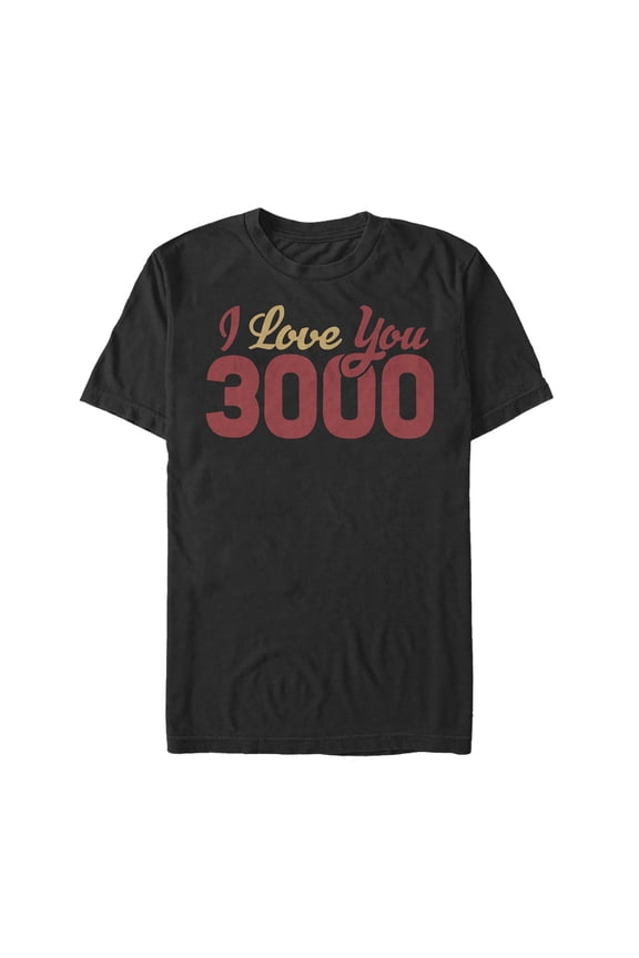 Men's Marvel Iron Man Love 3000 Script Graphic Tee Black Medium