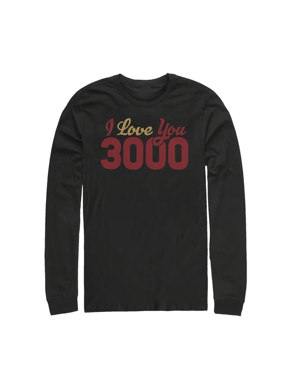 Men's Marvel Iron Man Love 3000 Script Long Sleeve Shirt Black Medium