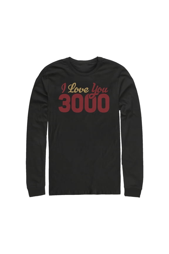 Men's Marvel Iron Man Love 3000 Script Long Sleeve Shirt Black Medium