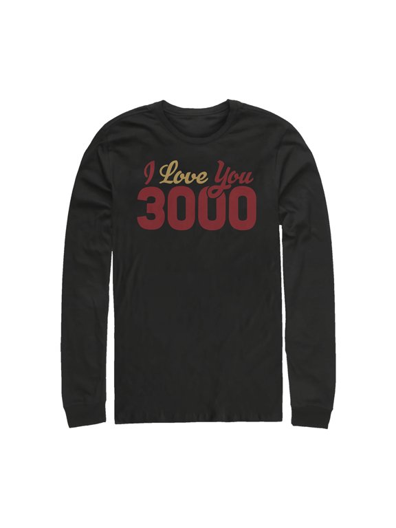 Men's Marvel Iron Man Love 3000 Script Long Sleeve Shirt Black X Large