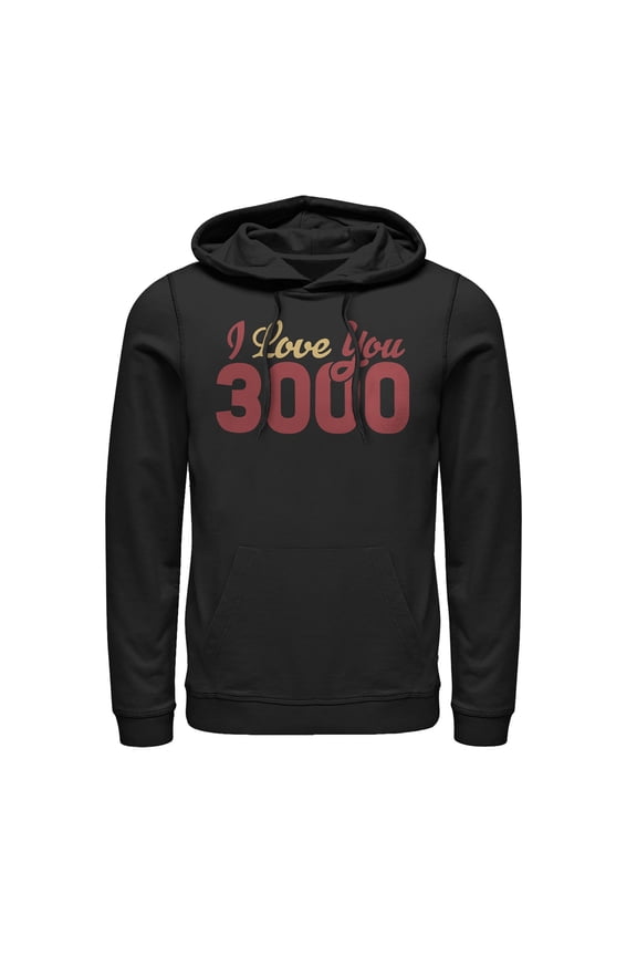 Men's Marvel Iron Man Love 3000 Script Pull Over Hoodie Black 3X Large