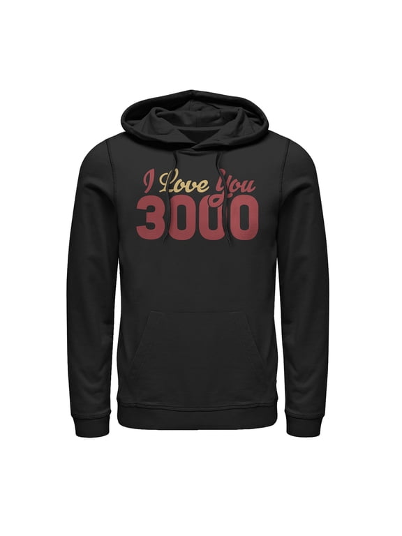 Men's Marvel Iron Man Love 3000 Script Pull Over Hoodie Black 3X Large