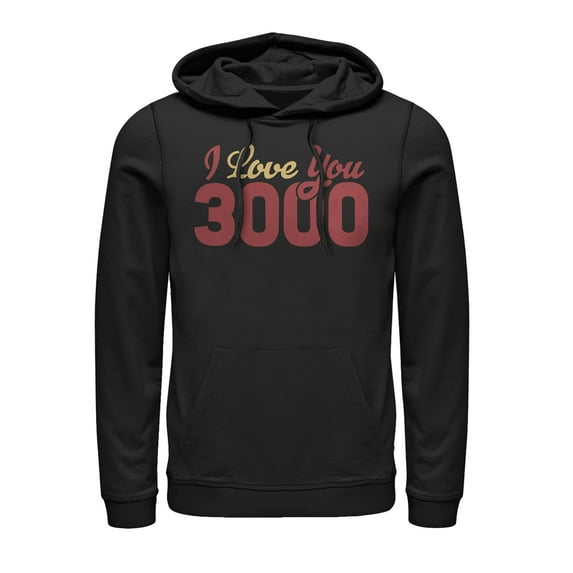 Men's Marvel Iron Man Love 3000 Script Pull Over Hoodie Black Medium