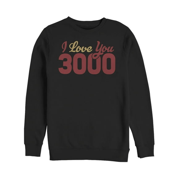 Men's Marvel Iron Man Love 3000 Script Sweatshirt Black 3X Large