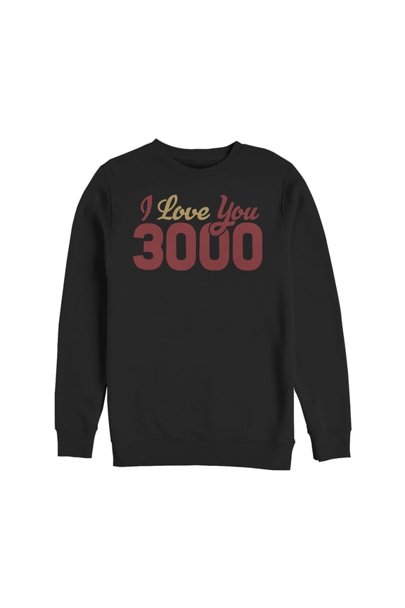 Men's Marvel Iron Man Love 3000 Script Sweatshirt Black Large