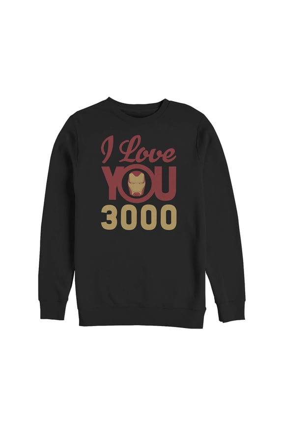 Men's Marvel Iron Man Love 3000 Sweatshirt Black 2X Large