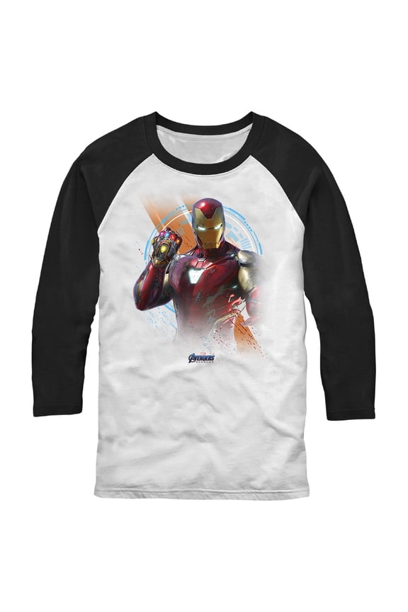 Men's Marvel Iron Man Time Travel Platform Logo  Baseball Graphic Tee White/Black 2X Large