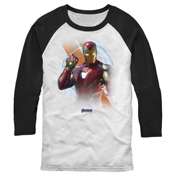 Men's Marvel Iron Man Time Travel Platform Logo Baseball Graphic Tee White/Black Small