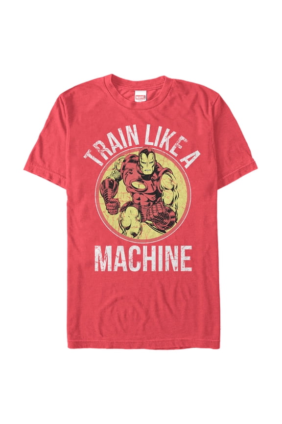 Men's Marvel Iron Man Train Like a Machine Graphic Tee Red X Large