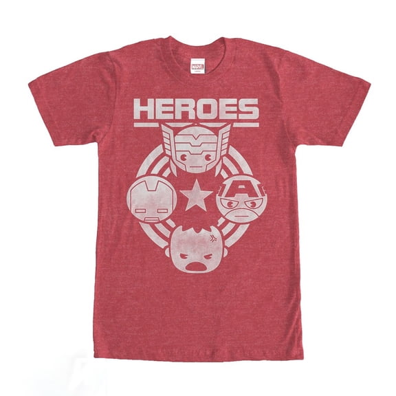 Men's Marvel Kawaii Avengers Heroes Graphic Tee Red Heather 2X Large