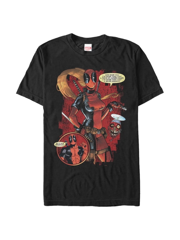 Men's Marvel Lady Deadpool Dare You Graphic Tee Black 3X Large