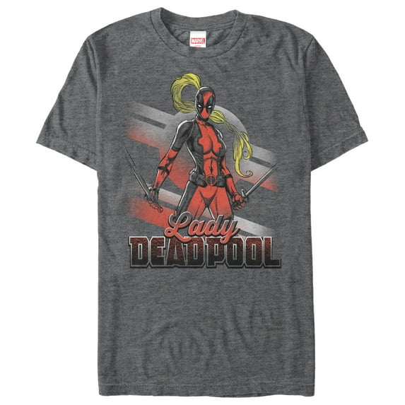 Men's Marvel Lady Deadpool Graphic Tee Charcoal Heather 5X Large