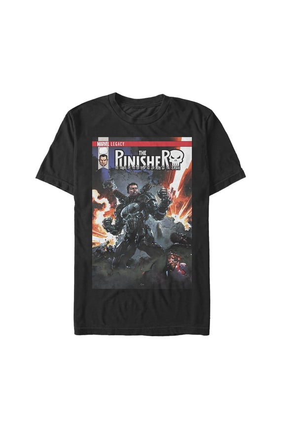 Men's Marvel Legacy Punisher Battle Graphic Tee Black Large
