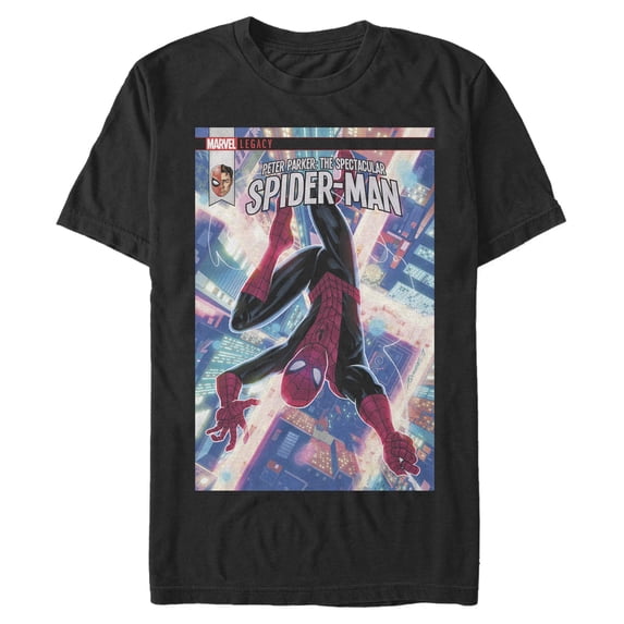 Men's Marvel Legacy Spectacular Spider-Man Fall Graphic Tee Black Large