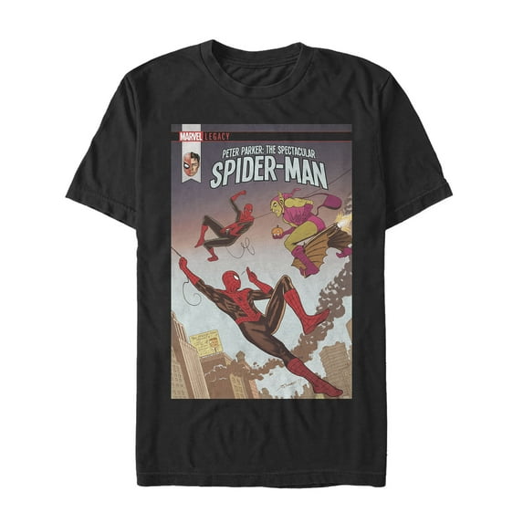 Men's Marvel Legacy Spider-Man vs Goblin Graphic Tee Black X Large