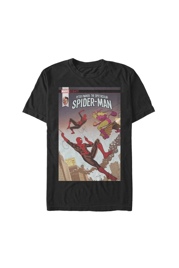 Men's Marvel Legacy Spider-Man vs Goblin Graphic Tee Black X Large