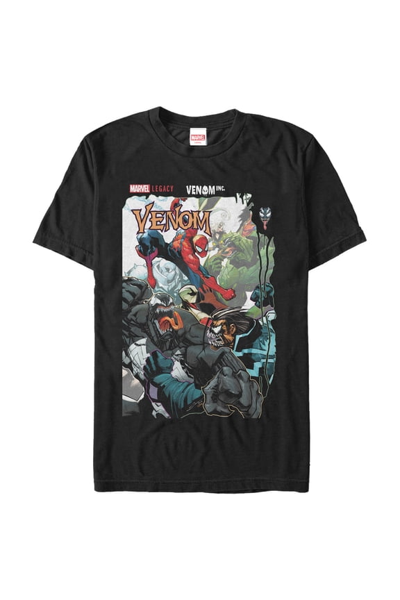 Men's Marvel Legacy Venom vs Spider-Man Graphic Tee Black 5X Large