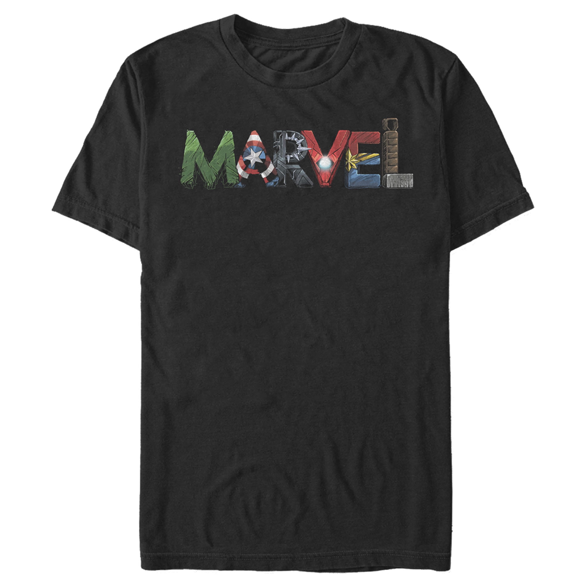 Men's Marvel Logo Hero Font Graphic Tee Black Large Tall