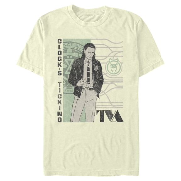 Men's Marvel Loki Clock's Ticking Retro Graphic Tee Beige 2X Large