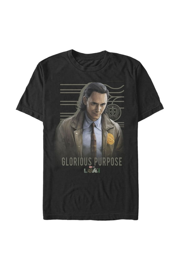 Men's Marvel Loki Glorious Purpose  Graphic Tee Black Small