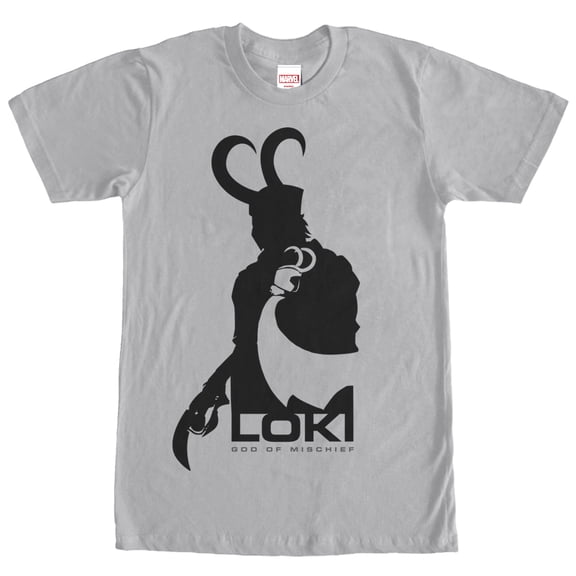 Men's Marvel Loki God of Mischief Graphic Tee Silver Medium