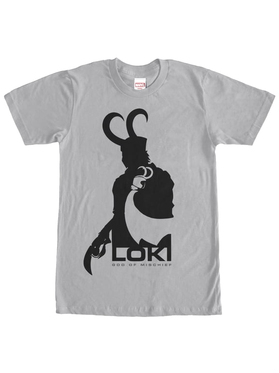 Men's Marvel Loki God of Mischief Graphic Tee Silver Medium