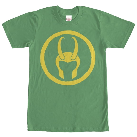 Men's Marvel Loki Horned Helmet Graphic Tee Kelly Green Medium