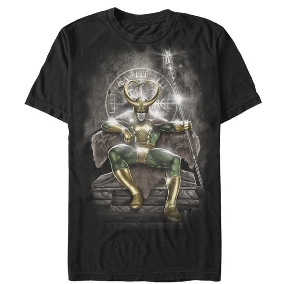 Men's Marvel Loki Throne Graphic Tee Black Small