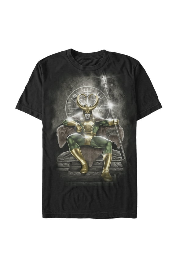 Men's Marvel Loki Throne  Graphic Tee Black X Large