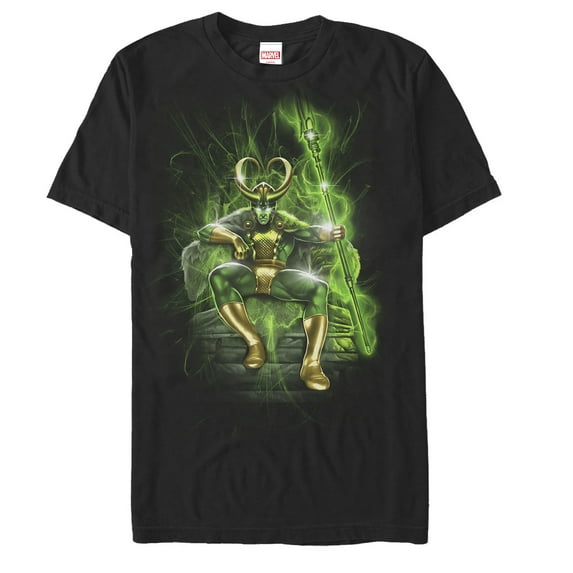 Men's Marvel Loki Throne of Mischief Graphic Tee Black Medium