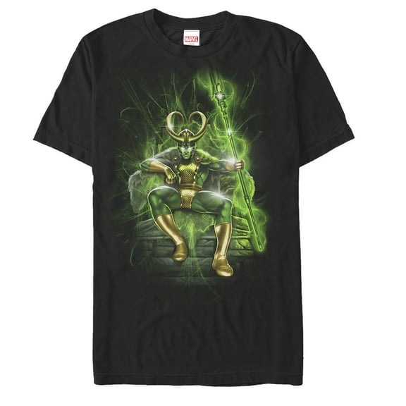 Men's Marvel Loki Throne of Mischief  Graphic Tee Black X Large