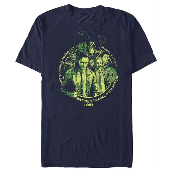 Men's Marvel Loki Time Variance Authority Agents Graphic Tee Navy Blue Large