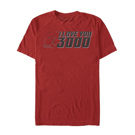 Men's Marvel Love You 3000 Iron Man Helmet Graphic Tee Red X Large