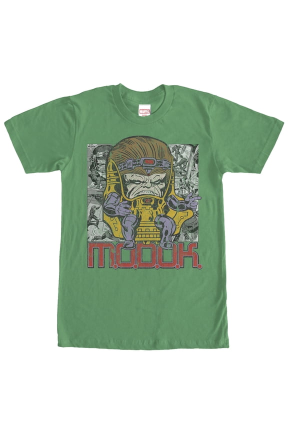 Men's Marvel MODOK Comic Book Page Print  Graphic Tee Kelly Green X Large