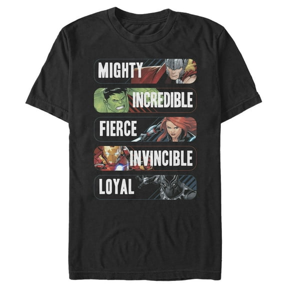 Men's Marvel Mighty Incredible Fierce Graphic Tee Black Medium