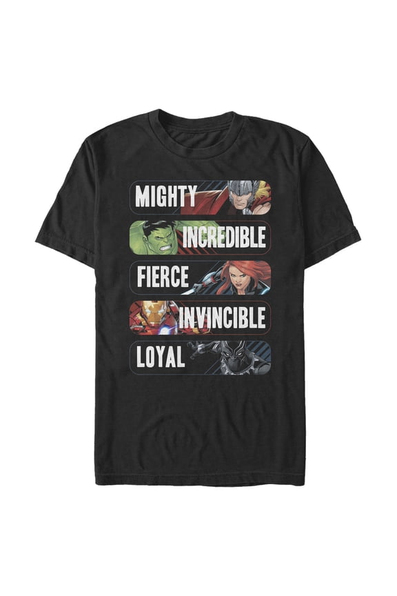 Men's Marvel Mighty Incredible Fierce Graphic Tee Black Medium