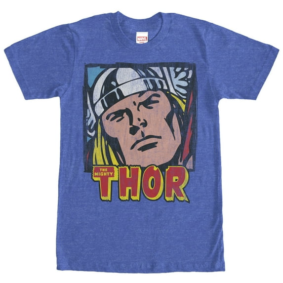 Men's Marvel Mighty Thor Classic Portrait Graphic Tee Royal Blue Heather Large