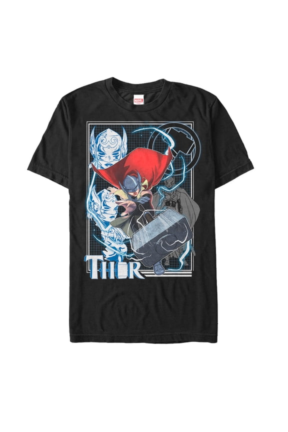 Men's Marvel Mighty Thor Throw  Graphic Tee Black Large