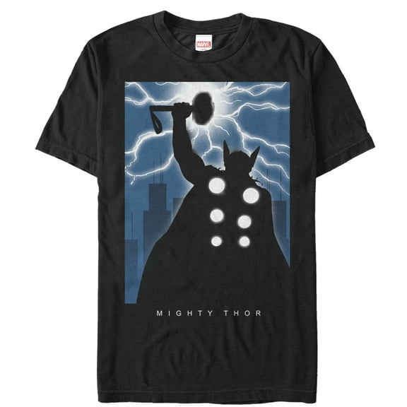 Men's Marvel Mighty Thor Thunder Silhouette  Graphic Tee Black Large