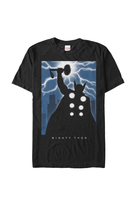 Men's Marvel Mighty Thor Thunder Silhouette Graphic Tee Black Large