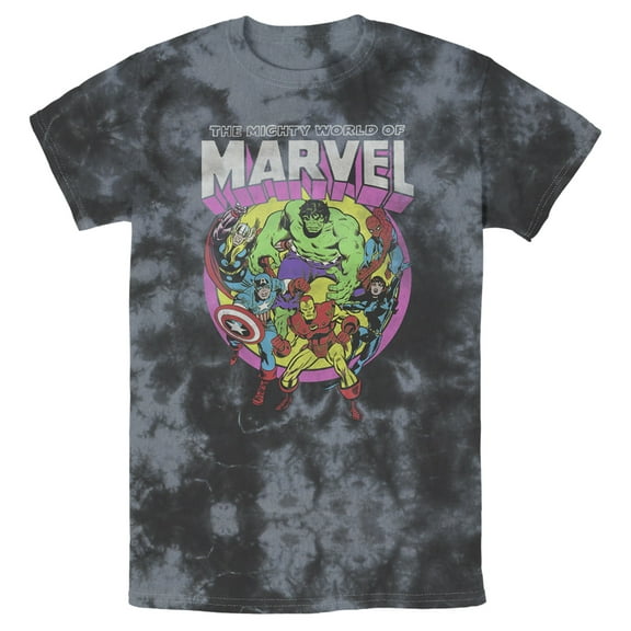 Men's Marvel Mighty World of Avengers  Graphic Tee Tie Dye Small