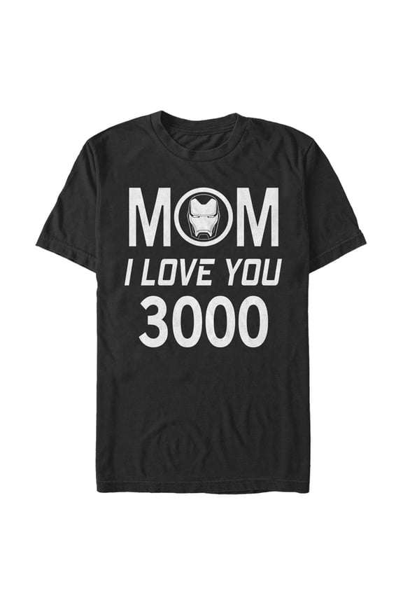 Men's Marvel Mom I Love You 300 Iron Man Badge Graphic Tee Black 3X Large