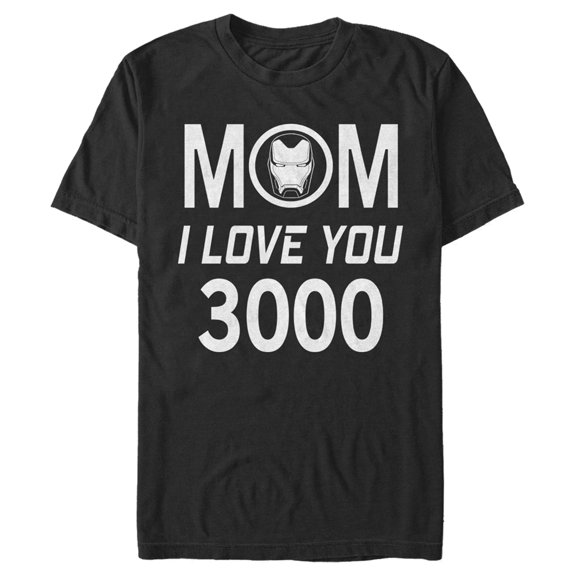 Men's Marvel Mom I Love You 300 Iron Man Badge  Graphic Tee Black Medium